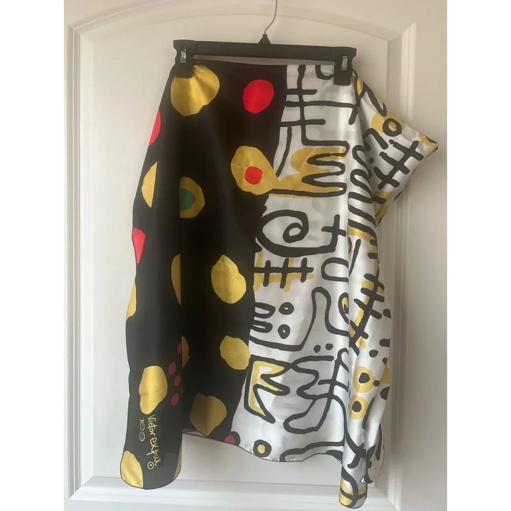 RARE Victor Ekpuk Limited Edition 1/100 Silk Scarf – Nsibidi Abstract Art 50x50